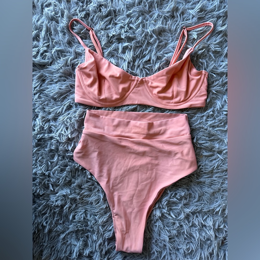 Gently Used High Waist High Leg Coral Bikini